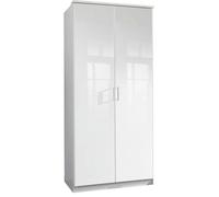 Armoire placard, meuble de rangement coloris blanc cassé, blanc -Longueur 91 x Hauteur 199 x Profondeur 58 cm - PEGANE - Blanc