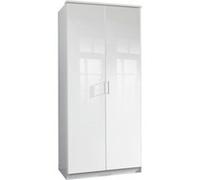 Armoire placard, meuble de rangement coloris blanc cassé, blanc -Longueur 91 x Hauteur 199 x Profondeur 58 cm - PEGANE - Blanc
