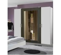 Armoire placard meuble de rangement coloris blanc-graphite - Longueur 225 x Hauteur 210 x Profondeur 58 cm