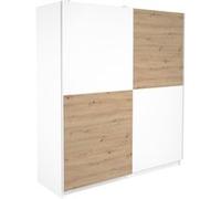 PEGANE Armoire Placard/Meuble de Rangement Coloris chêne Albar/Blanc - Hauteur 200 x Longueur 180 x Profondeur 60 cm