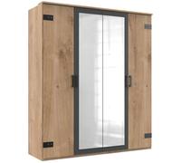 Armoire placard meuble de rangement coloris chêne foncé - Longueur 180 x Hauteur 210 x Profondeur 58 cm