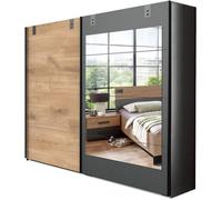 Armoire placard meuble de rangement coloris chêne foncé - Longueur 225 x Hauteur 210 x Profondeur 65 cm