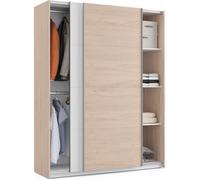 Armoire placard - meuble de rangement coloris effet bois - Blanc - Hauteur 200 x Longueur 150 x Profondeur 62 cm