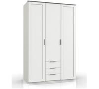 Armoire placard meuble de rangement coloris imitation chêne blanc - Longueur 135 x Hauteur 208 x Profondeur 58 cm