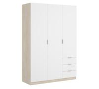 Armoire placard meuble de rangement coloris naturel/blanc - Longueur 121 x Profondeur 52 x Hauteur 184 cm -PEGANE- naturel/blanc