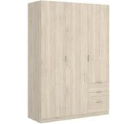 Armoire placard meuble de rangement coloris naturel - Longueur 121 x Profondeur 52 x Hauteur 184 cm -PEGANE- naturel