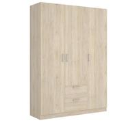 Armoire placard meuble de rangement coloris naturel - Longueur 150 x Profondeur 52 x Hauteur 215 cm --