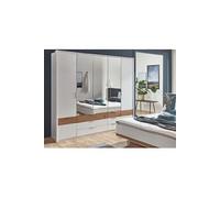 Armoire placard meuble de rangement Portofino cadre passe-partout coloris blanc/imitation chene artisan --