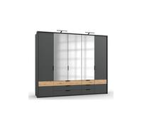 Armoire placard meuble de rangement Portofino graphite/imitation chene artisan - Longueur 225 x Profondeur 58 x Hauteur 210 cm --