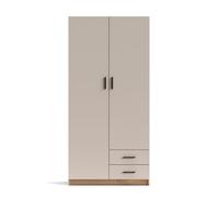 Armoire Placard meuble multifonctionel avec 2 portes et 2 tiroirs, coloris Beige/chêne Mauvella