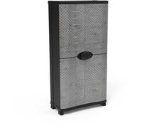 Armoire - PLASTIKEN - Space-saver - 90 cm - 4 étagères - Noir/bois