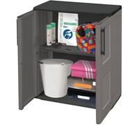 Armoire plastique TOOD - 1 tablette et 2 portes - Gris - 68 x 37 x 84 cm
