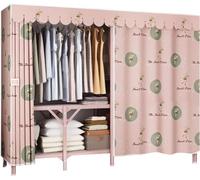 Armoire pliable portable avec cadre en tube d'acier, tissu épais pour chambre à coucher et rangement domestique, facile à assembler pour une utilisation temporaire