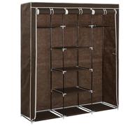 Armoire Pliable Textile Brun avec Compartiments et Barres 150x45x175 cm | Tissu non tissé, tubes fer résistants, couvercle zip, design pliable, poussière