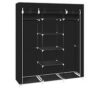 Armoire pliante 150 x 45 x 175 cm avec compartiments et tringle à vêtements, armoire en tissu avec fermeture éclair, étagères en tissu et cadre en métal, garde-robe autoportante pour chambre à coucher