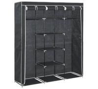 Armoire pliante avec compartiments et barres 150 x 45 x 175 cm Noir | Tissu non tissé, barres résistantes à l'humidité, fermeture éclair, housse enroulable, gain de place