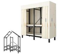 Armoire pliante, cadre en métal, organiseur de vêtements autonome avec grand espace de rangement pour chambre à coucher, salle de bain, armoire portable