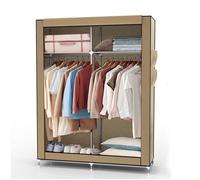 Armoire pliante en tissu 108x170x45 cm beige crème - penderie dressing à fermeture éclair tringle étagères et poche latérale