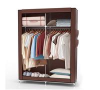 Armoire pliante en tissu 108x170x45 cm marron coco - penderie dressing à fermeture éclair tringle étagères et poche latérale