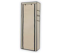 Armoire pliante en tissu 170 x 58 x 28 cm beige crème - penderie dressing zippé 9 compartiments étagère à chaussures camping