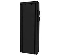 Armoire pliante en tissu 170x58x28 cm noir corbeau - penderie dressing à fermeture éclair étagère à chaussures 9 compartiments