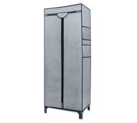 Armoire pliante en tissu 68 x 45 x 175 cm gris - penderie dressing pliable à fermeture éclair barre étagères et poche latérale