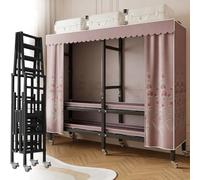 Armoire pliante portable avec roulettes, système de rangement de vêtements autonome en métal robuste pour usage domestique