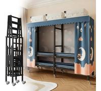 Armoire pliante portable avec roulettes, système de rangement de vêtements autonome en métal robuste pour usage domestique