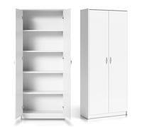 Armoire polyvalente 4 étagères - Dimensions 74x35x180cm - Armoire de bureau 5 niches - Meuble de rangement - Blanc