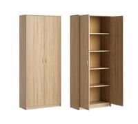 Armoire polyvalente avec 5 compartiments 2 Portes - 74x35x180 cm - Meuble de rangement bureau entrée - Sonoma