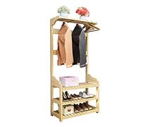 Armoire portable 3 en 1 pour entrée et chambre à coucher, couleur bois, rangement pour chaussures et chapeaux, accès facile, 50 x 35 x 170 cm - Élégant et fonctionnel