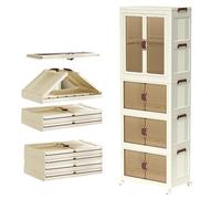 Armoire portable à double porte pour enfants, armoire de rangement pliable en plastique avec tringle de suspension, armoire pour vêtements et costumes des tout-petits