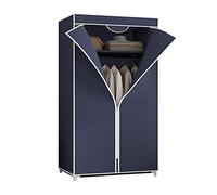 Armoire portable en toile avec étagères et rail de suspension - Armoire en tissu, bleu, 150 x 55 x 45 cm, idéale pour le rangement des vêtements et solutions d'économie d'espace