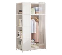 Armoire portable en toile avec rail de suspension et étagères - Organiseur de vêtements en tissu pour chambre à coucher et placard, assemblage facile, solution peu encombrante
