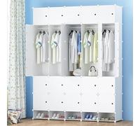 Armoire Portable Étagère à Chaussures en Plastique Cube Placard Pliable Vêtements Chaussures Jouets Organisateur De Rangement Combition Gratuite Chambre Couloir Entré, 75x47x165cm