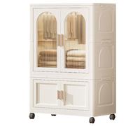 Armoire portable, organiseur de vêtements autonome avec roulettes, unité de rangement pliable, empilable pour salon, chambre à coucher