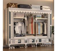 Armoire portable pliable en tissu avec rail de suspension et étagères - Organiseur de vêtements pour chambre à coucher, grand espace de rangement