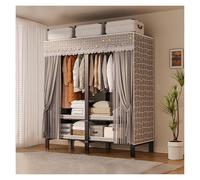 Armoire portable - Porte-vêtements pliable avec couvercle, cadre en métal, design monobloc pour organiser les vêtements, 151 cm