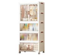 Armoire portable pour enfants avec portes transparentes, portant à vêtements roulant, armoire compacte pour chambre à coucher et salon, design adapté aux enfants, solution de rangement peu encombrante