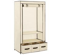 Armoire Portable Textile Crème 87 x 49 x 159 cm Pliable | Tissu non tissé robuste, tubes de fer résistants, compartiments multiples, couvercle enroulable, assemblage facile