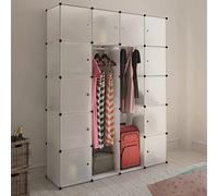 Armoire portative multifonction - Organiseur de rangement modulaire - Économie d'espace - Armoire - 14 compartiments - Blanc - 37 x 146 x 180,5 cm