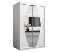 Armoire Porte coulissante miroir Elypse, L 100, H 200, corps Blanc Mat,2 portes, garde robe, penderie vêtement, ABIKSMEBLE