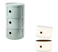 Armoire Porte Coulissante Table De Chevet Componibili Ronde avec Tiroirs, Meuble Conteneur 2/3/4 éléments avec Porte Coulissante, Armoire De Rangement Créatif, Table D'appoint(Green b,3 Tier)