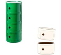 Armoire Porte Coulissante Table De Chevet Componibili Ronde avec Tiroirs, Meuble Conteneur 2/3/4 éléments avec Porte Coulissante, Armoire De Rangement Créatif, Table D'appoint(Green d,4 Tier)