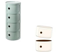 Armoire Porte Coulissante Table De Chevet Componibili Ronde avec Tiroirs, Meuble Conteneur 2/3/4 éléments avec Porte Coulissante, Armoire De Rangement Créatif, Table D'appoint(Green b,4 Tier)