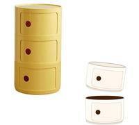 Armoire Porte Coulissante Table De Chevet Componibili Ronde avec Tiroirs, Meuble Conteneur 2/3/4 éléments avec Porte Coulissante, Armoire De Rangement Créatif, Table D'appoint(Yellow a,3 Tier)