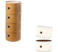 Armoire Porte Coulissante Table De Chevet Componibili Ronde avec Tiroirs, Meuble Conteneur 2/3/4 éléments avec Porte Coulissante, Armoire De Rangement Créatif, Table D'appoint(Yellow c,4 Tier)