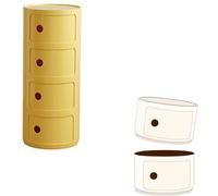 Armoire Porte Coulissante Table De Chevet Componibili Ronde avec Tiroirs, Meuble Conteneur 2/3/4 éléments avec Porte Coulissante, Armoire De Rangement Créatif, Table D'appoint(Yellow a,4 Tier)