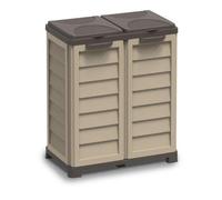Armoire Porte Sac Poubelles 2x100L pour Extérieur ou Intérieur - 76×46×89 cm - Beige et Taupe