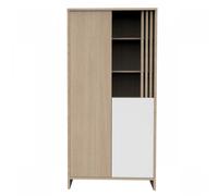 Armoire 2 Portes Et 1 Niche Avec Claustra En Bois Décor Chêne Suave - Tokyo Blanc/marron TU